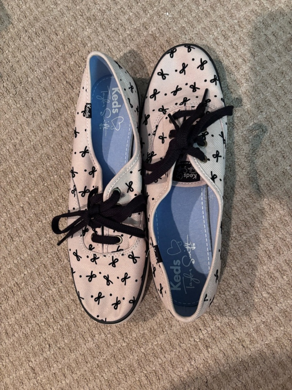 Keds Taylor Swift TanCanvas Sneakers with Black Bow Motif